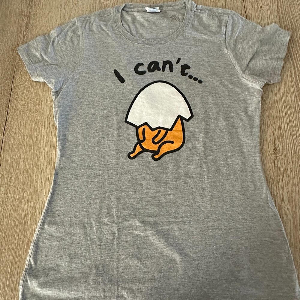 Gudetama the Lazy Egg "I Can't" Tee - Size Small